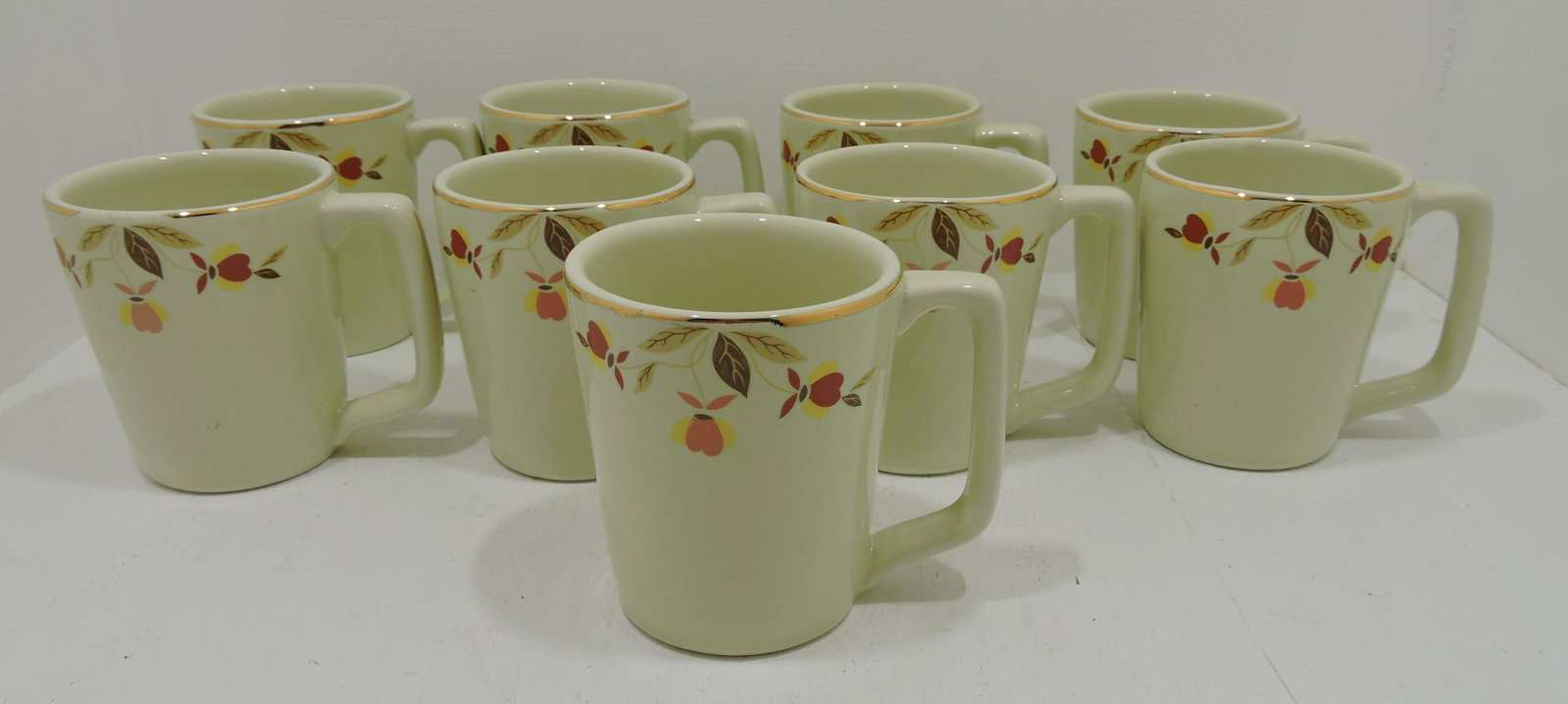 Hall China Autumn Leaf lot of 9 mugs: .