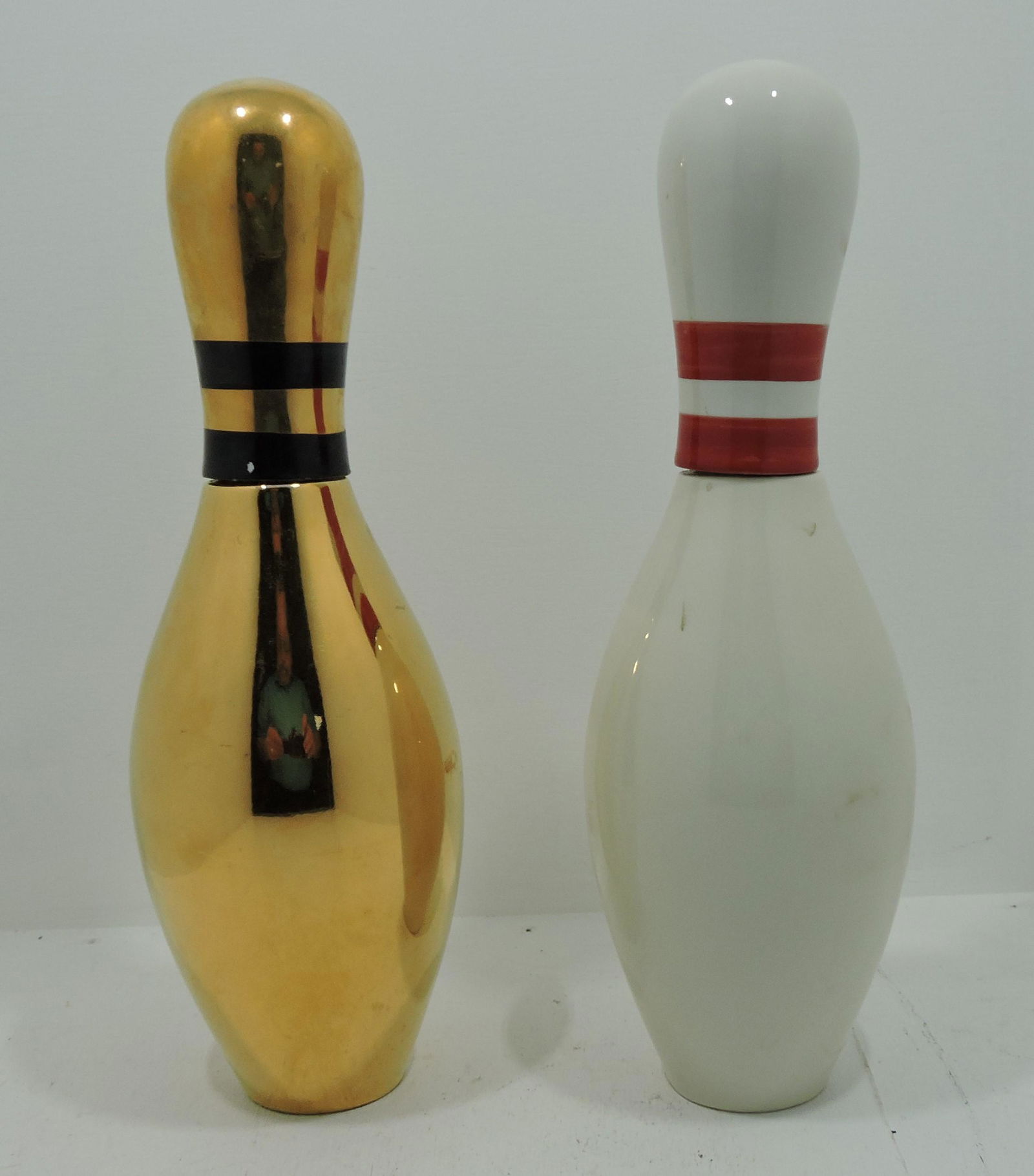 Hall China lot of 2 bowling pin decanters, (1 of 1)