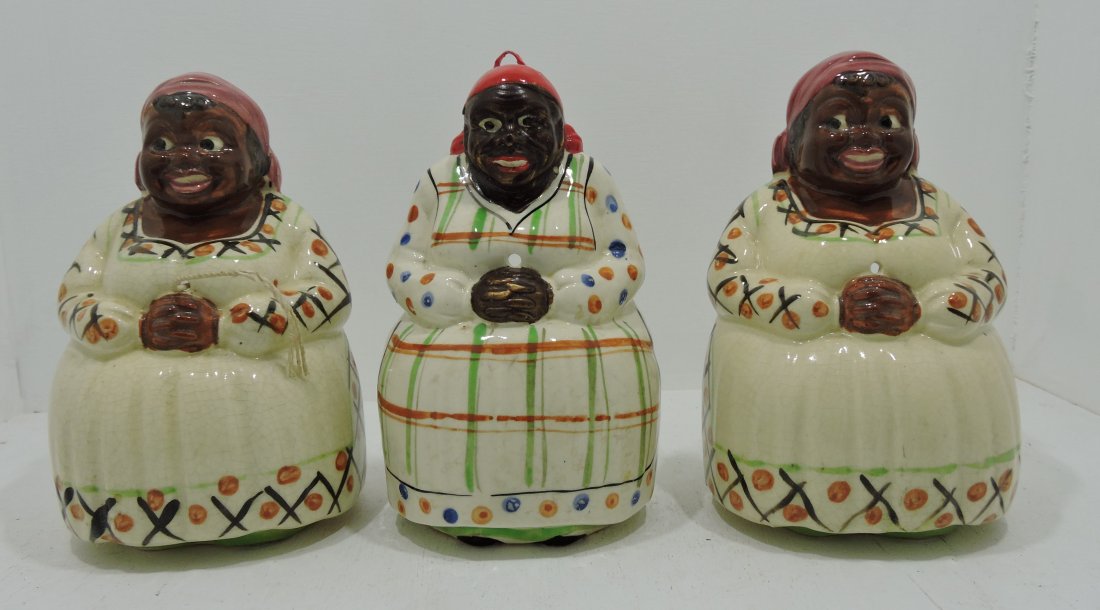 Black Americana lot of 3 Mammy string: holders, 7"