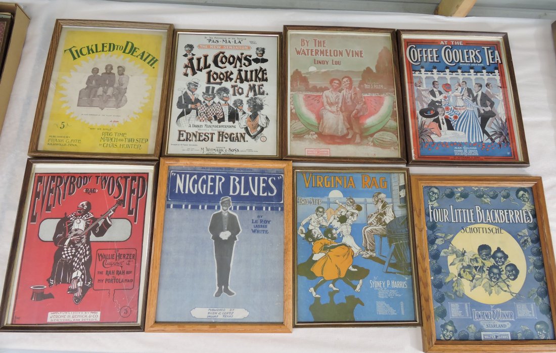 Black Americana lot of 8 framed sheet music: covers