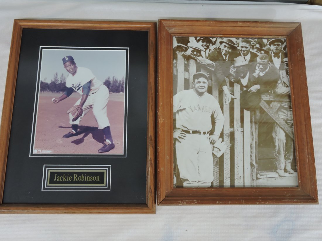 Black Americana Jackie Robinson & Babe Ruth: framed photos