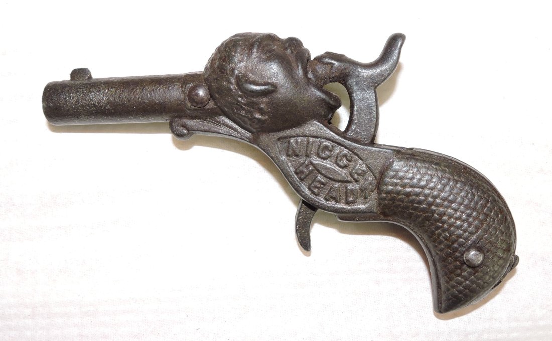 Black Americana cast iron 'Nigger Head': cap gun by Stevens dates 1887