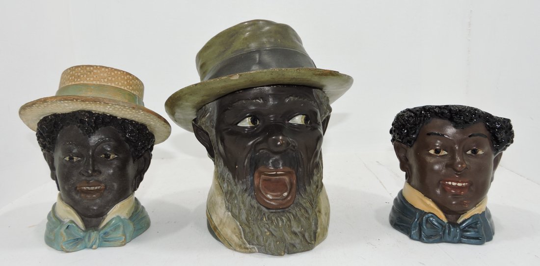Black Americana terra cotta lot of 3: humidors, various condition