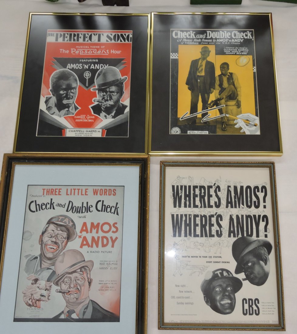 Black Americana Amos & Andy lot of 4 framed: items
