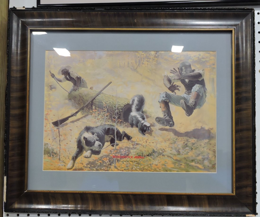 Black Americana framed modern: Winchester print 'Shoot Them and Avoid Trouble'