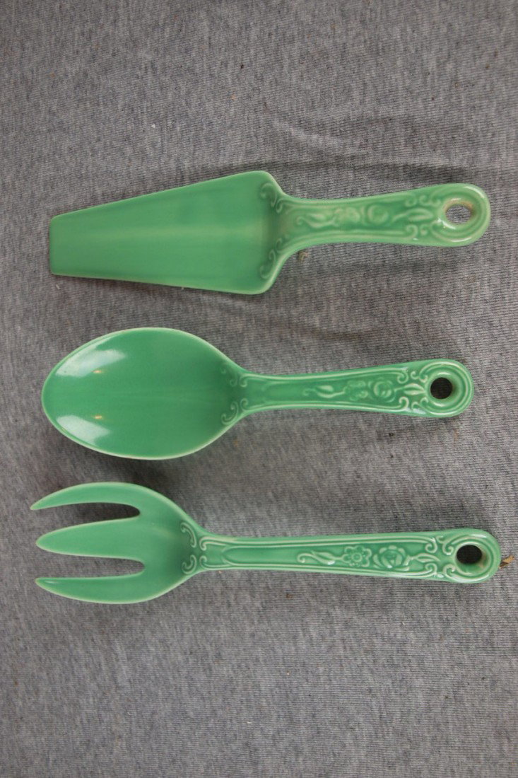 Fiesta Kitchen Kraft utensil set - light green - f: Fiesta Kitchen Kraft utensil set - light green - fork, spoon and cake lifter (ground edge)