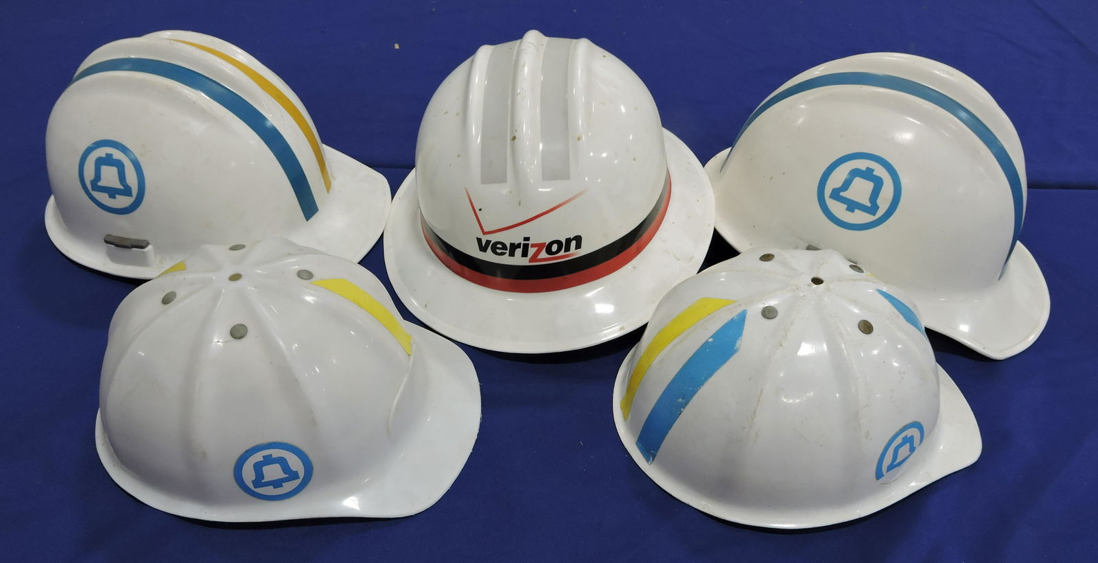 Lot of 5 telephone worker hard hats (1 of 1)