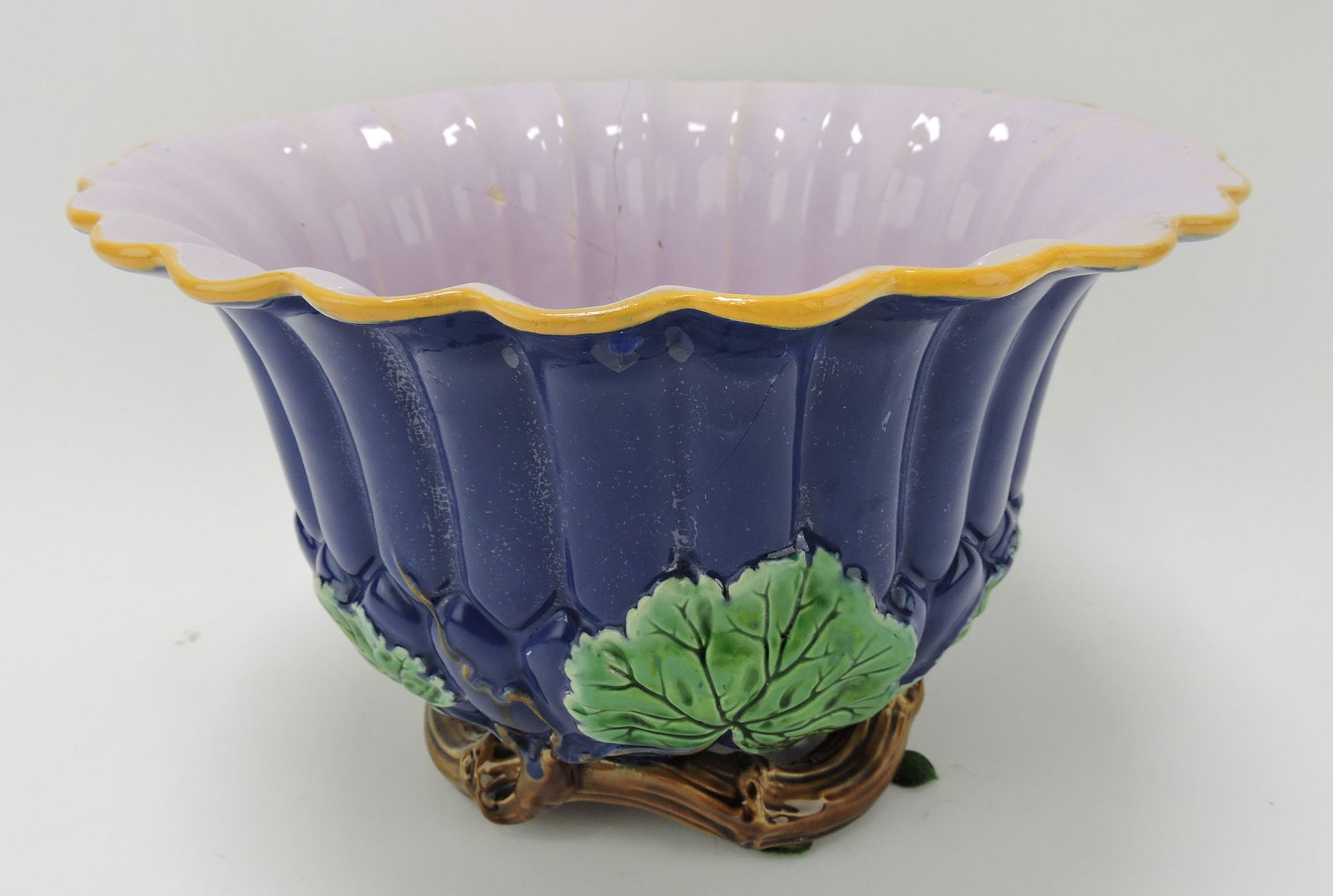 Minton majolica twig footed jardiniere, (1 of 2)