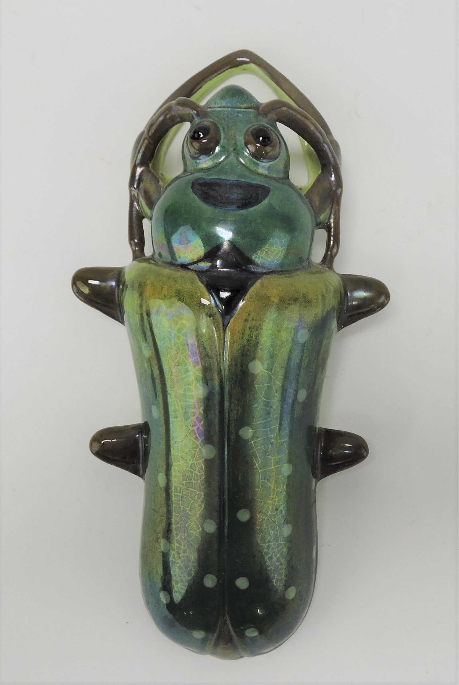 Sarreguemines iridescent majolica insect (1 of 1)