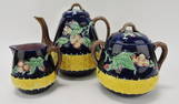 Majolica large cobalt 3 piece basketweave
