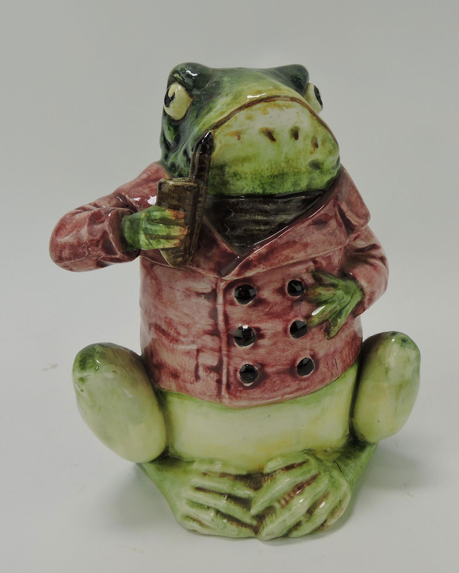 Majolica frog with red smoking jacket (1 of 1)