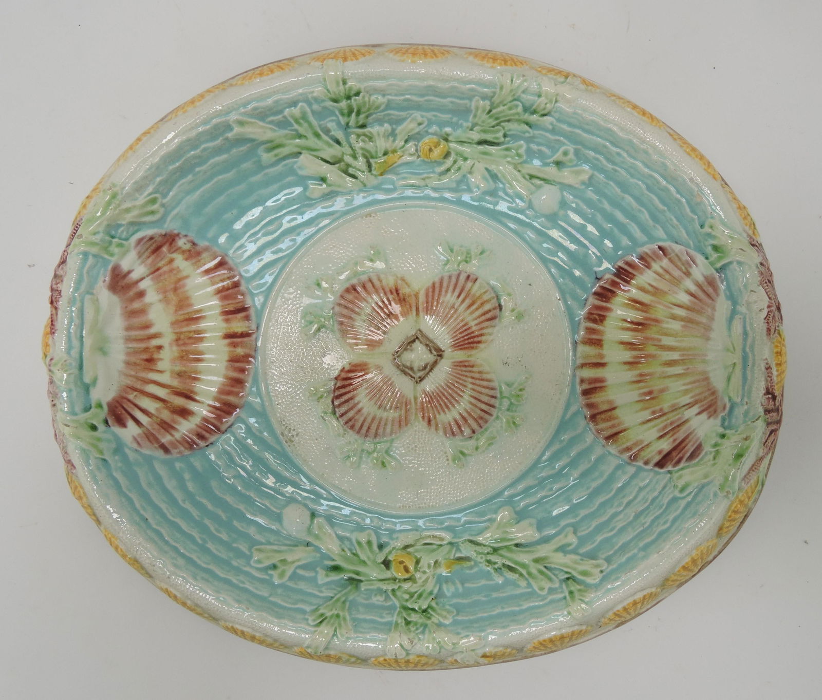 Majolica platter with shells, seaweed, (1 of 1)