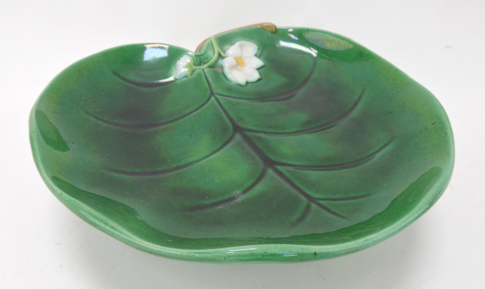George Jones majolica pond lily low: compote, 8"