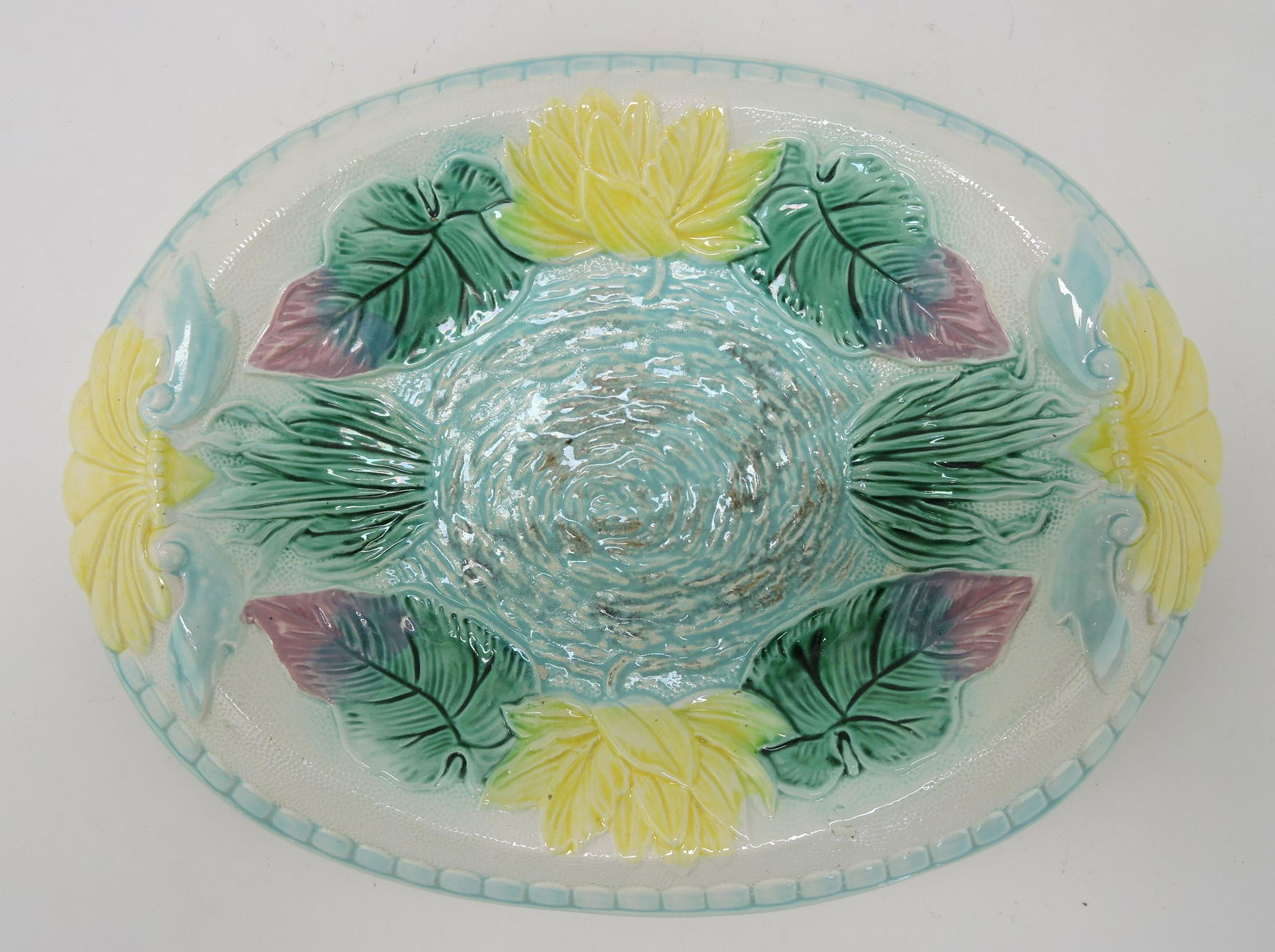 Majolica water lily platter, 13 1/2" (1 of 1)
