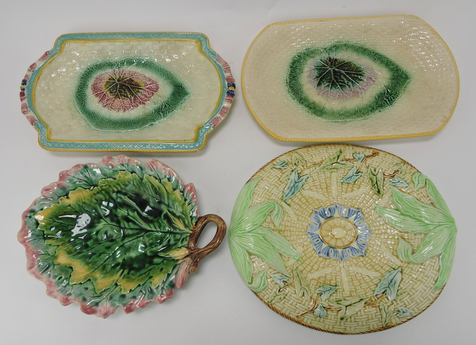 Majolica lot of 4 platters: .