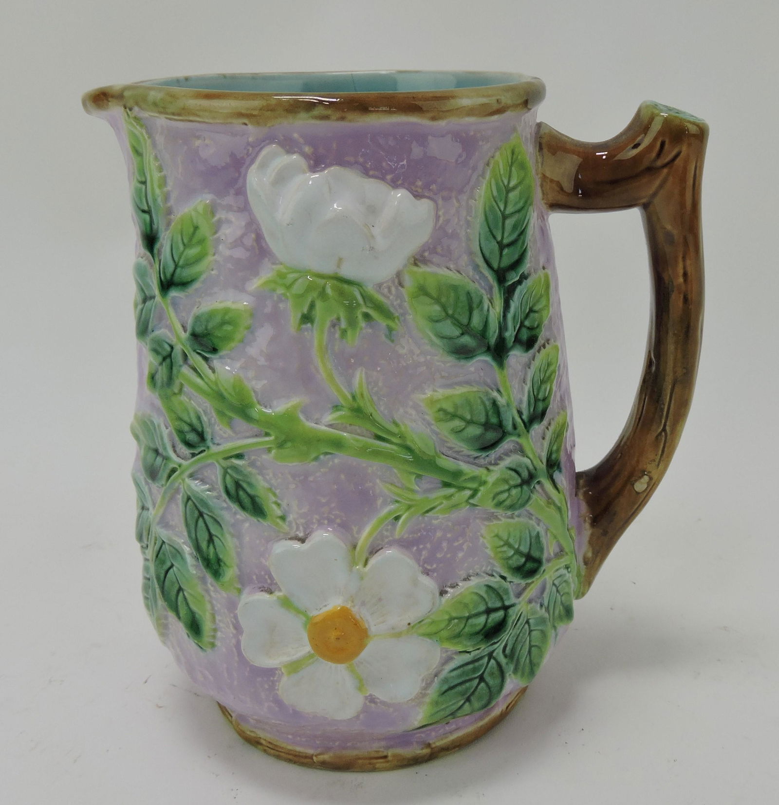 George Jones majolica wild rose pitcher (1 of 1)