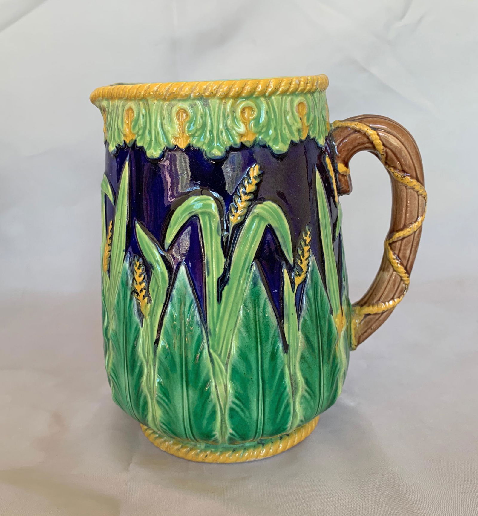 George Jones majolica wheat pitcher (1 of 3)
