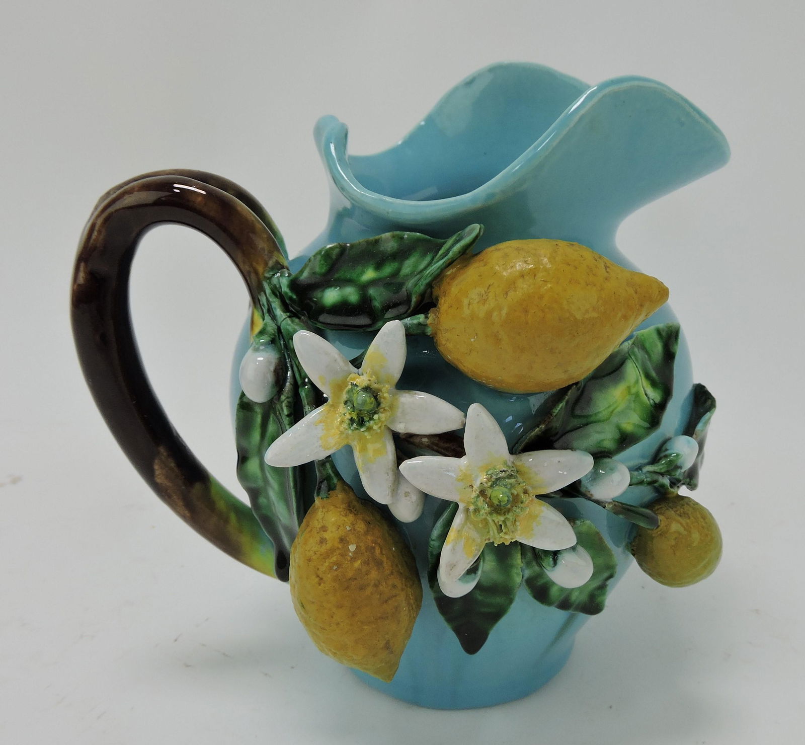 Menton French majolica pitcher with (1 of 1)
