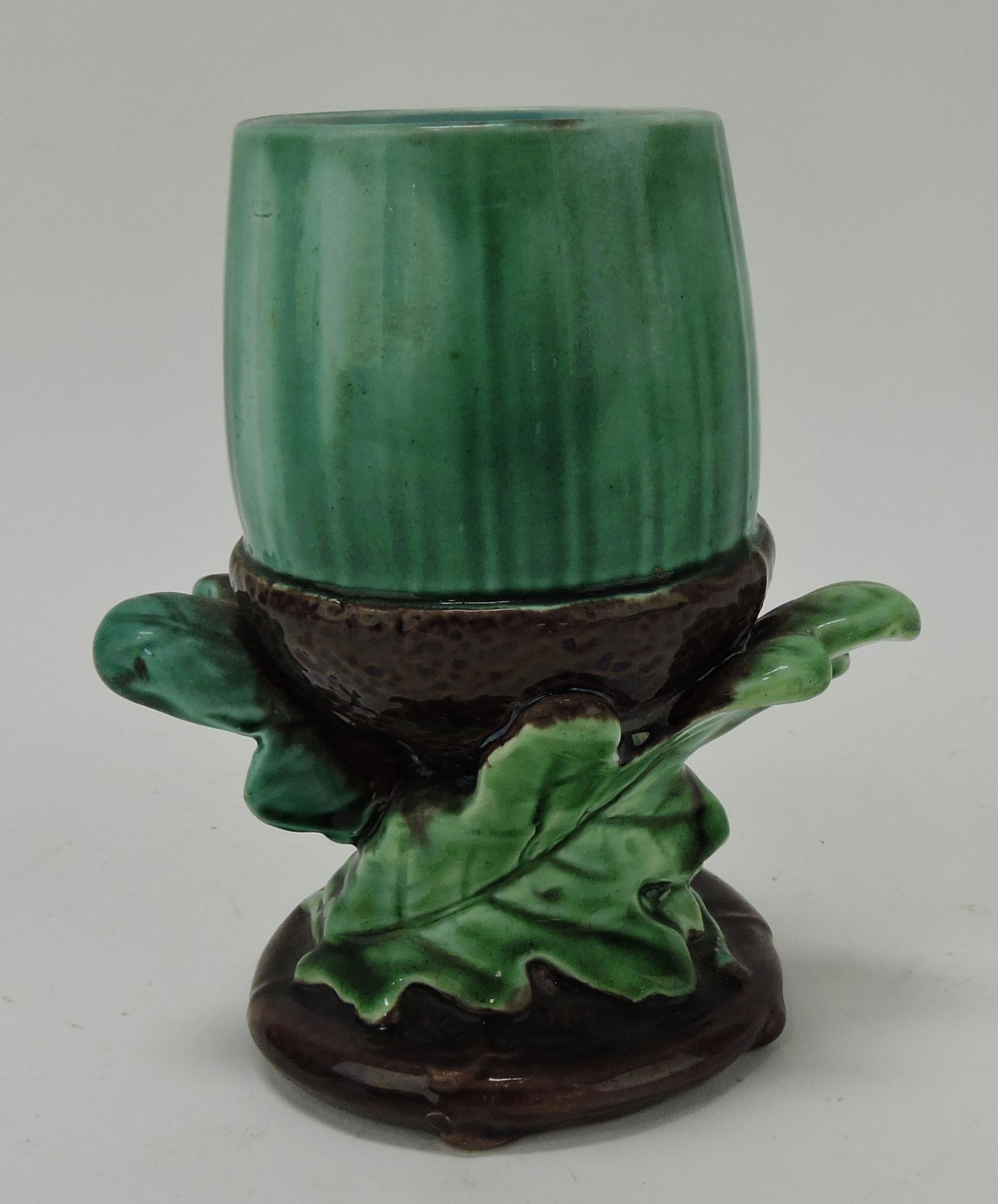 Wedgwood majolica acorn figural: vase, 5"
