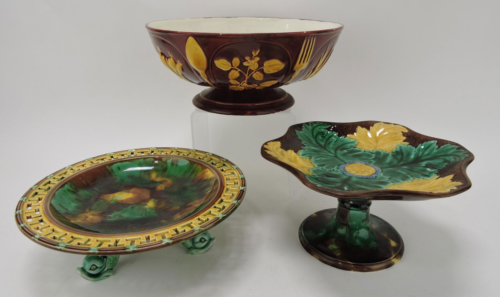 Wedgwood majolica lot of 3 compotes/ (1 of 1)