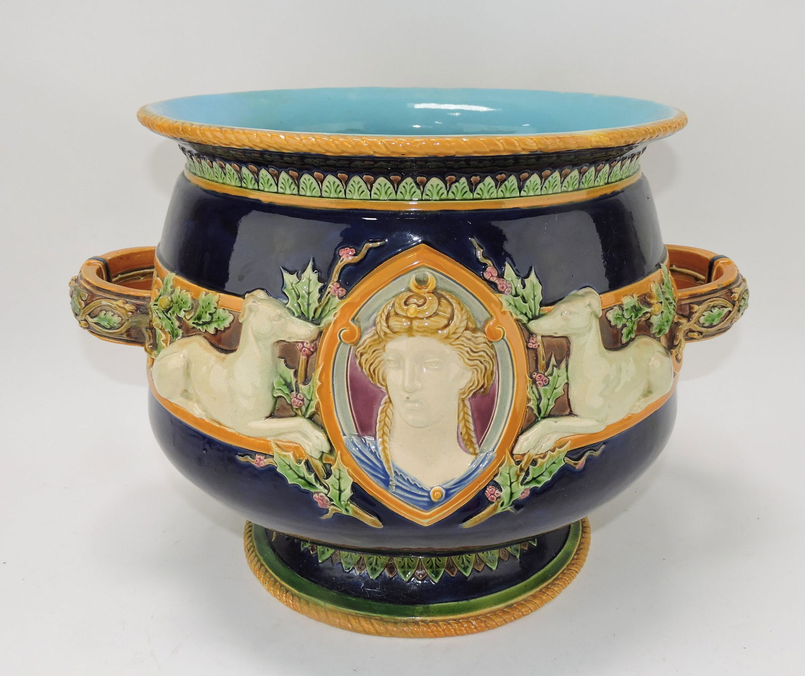 Minton majolica cobalt rare jardiniere (1 of 2)