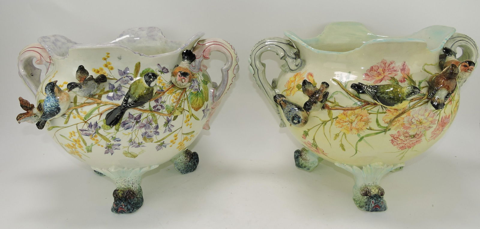 Delphin Massier majolica pair of (1 of 6)