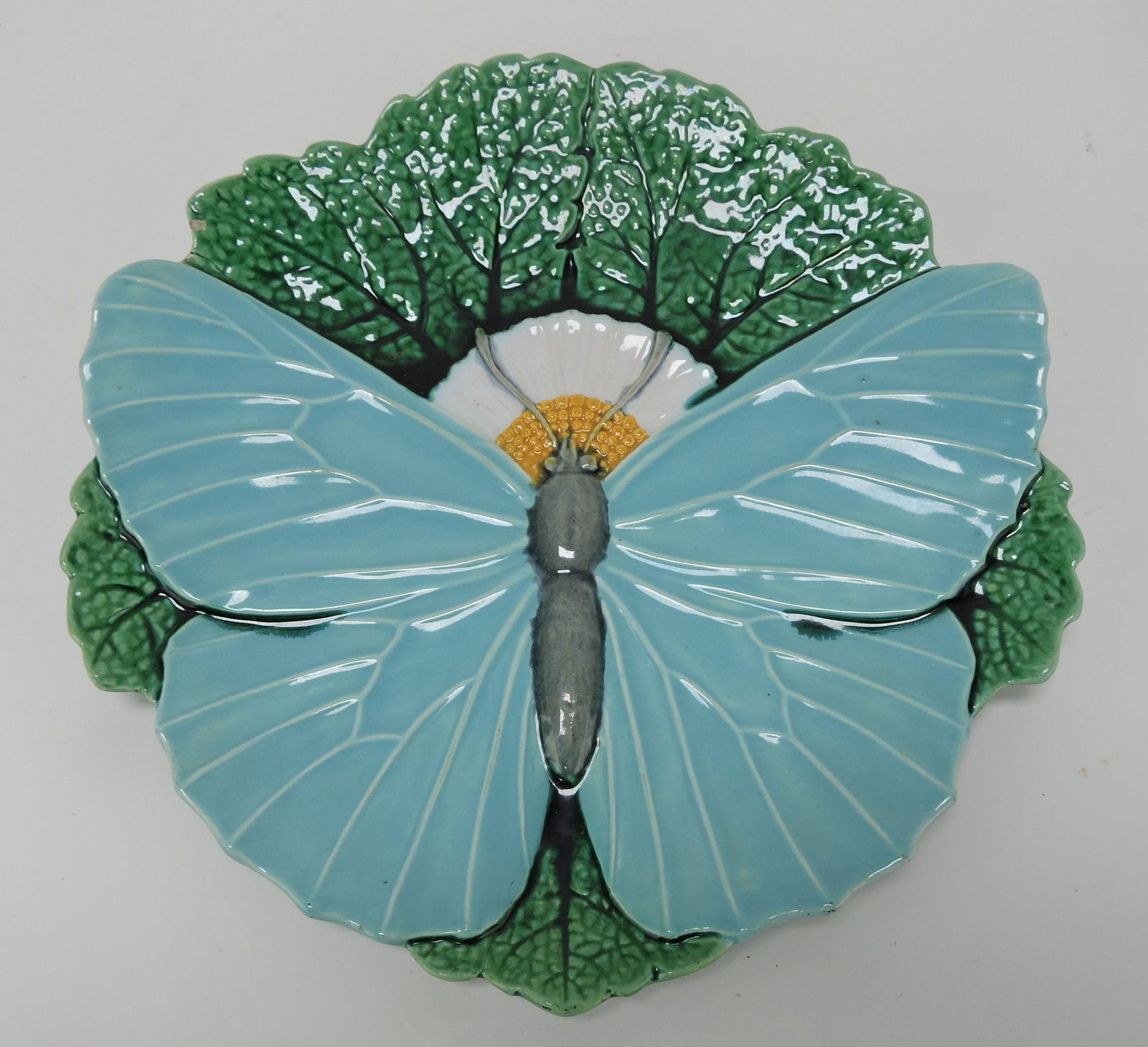 RARE Minton majolica butterfly on leaf (1 of 1)