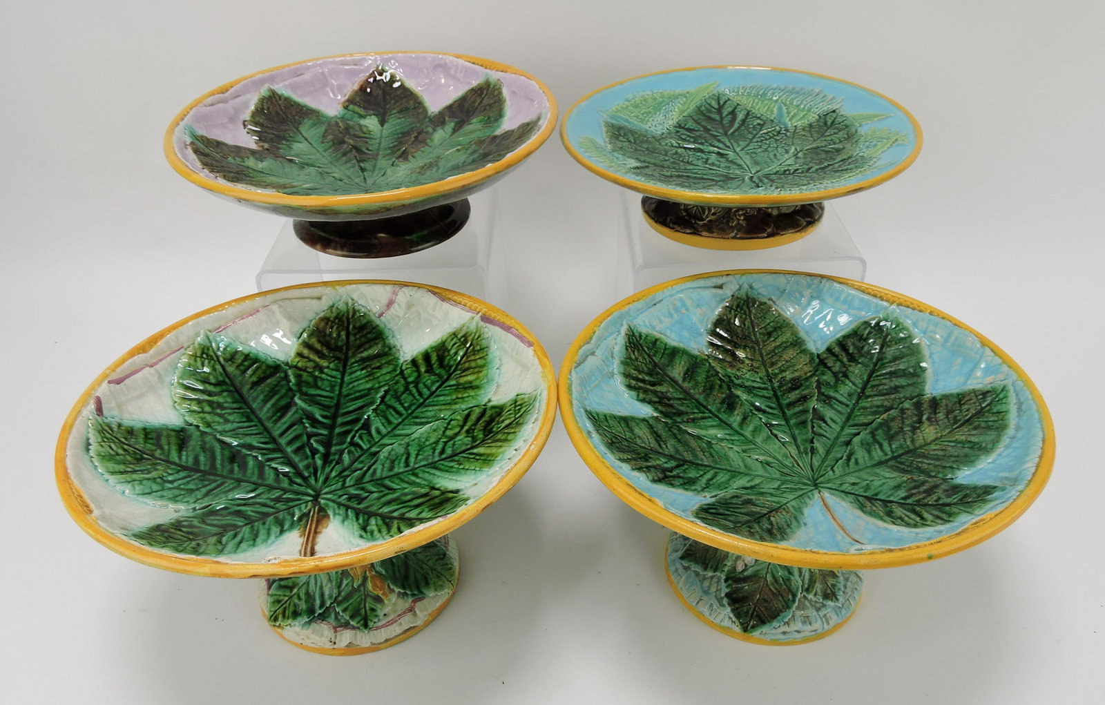 George Jones majolica lot of 4 compotes, (1 of 1)
