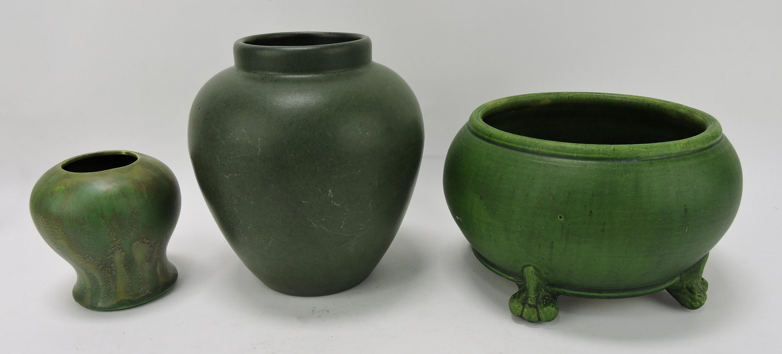 Matt Green pottery lot of 3 vases (1 of 4)