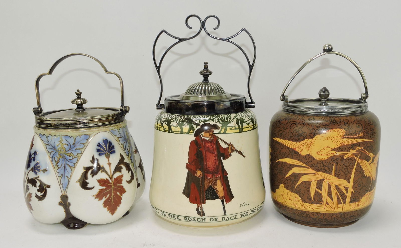 Doulton lot of 3 biscuit jars: .