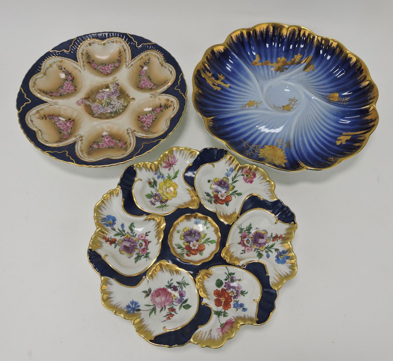Limoges lot of 3 porcelain oyster plates (1 of 1)