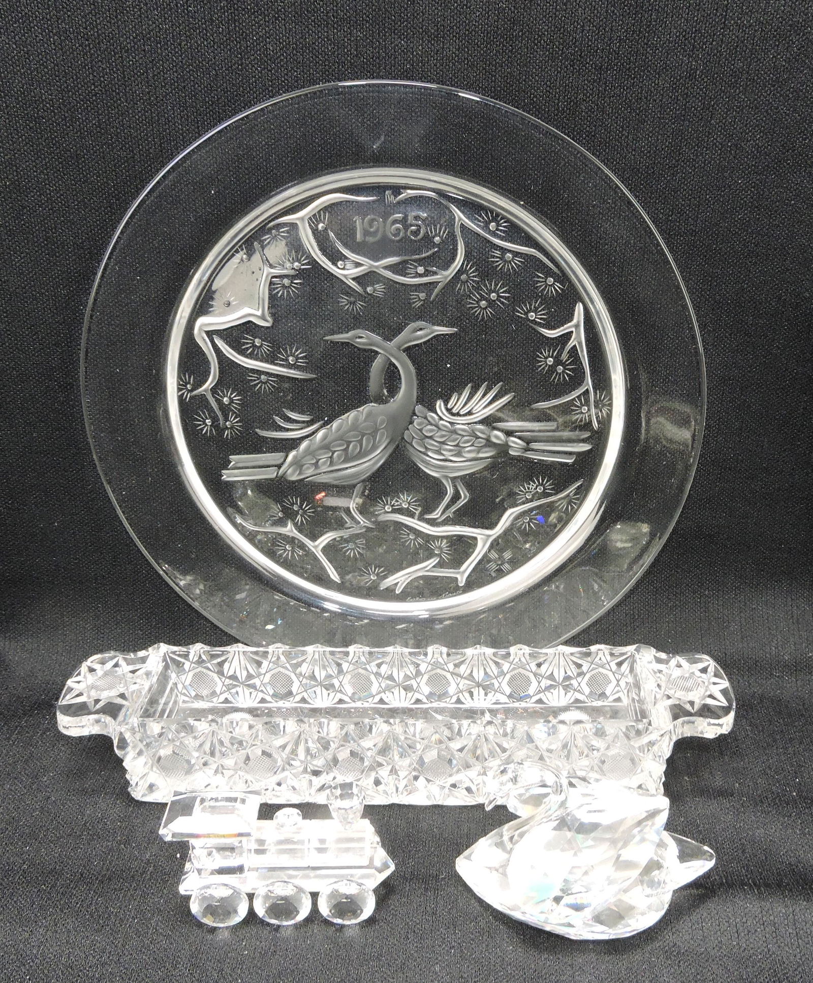 Lalique 1965 plate, cut glass olive dish, (1 of 1)