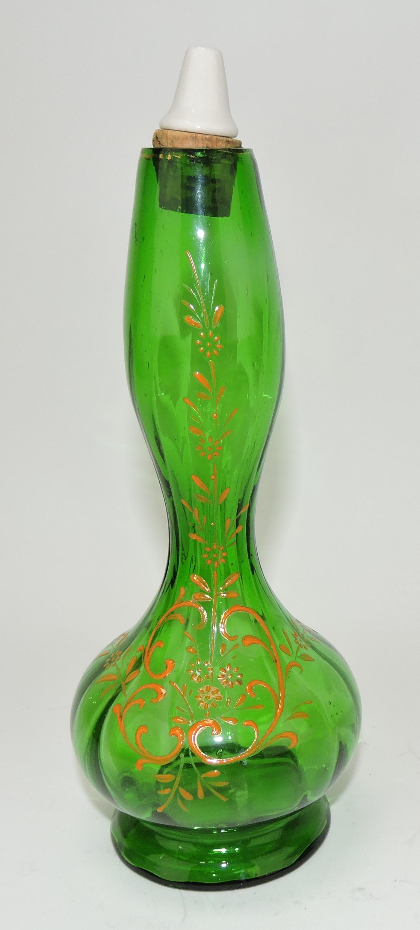 Green enameled barber bottle (1 of 1)
