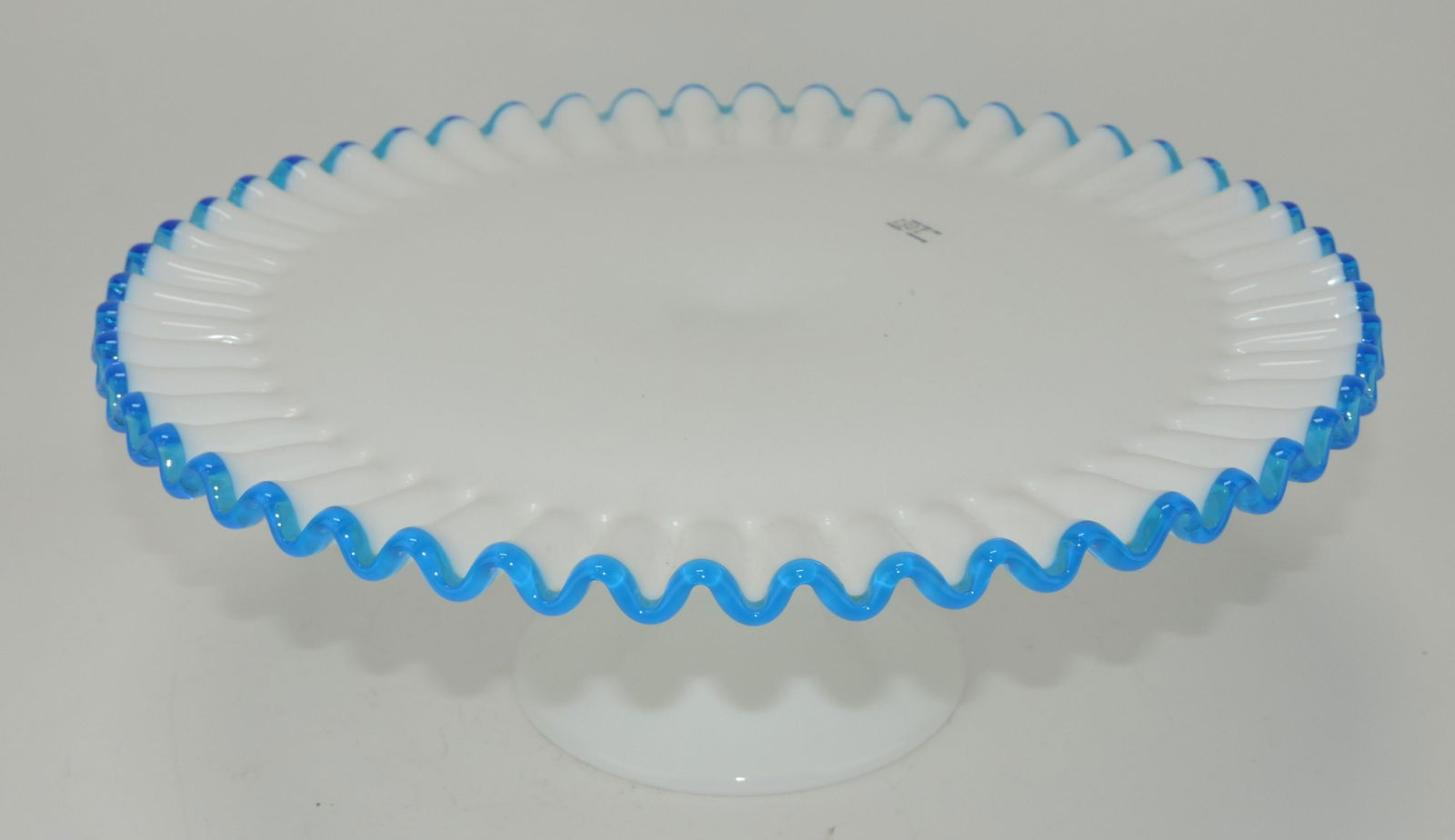 Fenton blue crest cake stand, 13"d, (1 of 1)