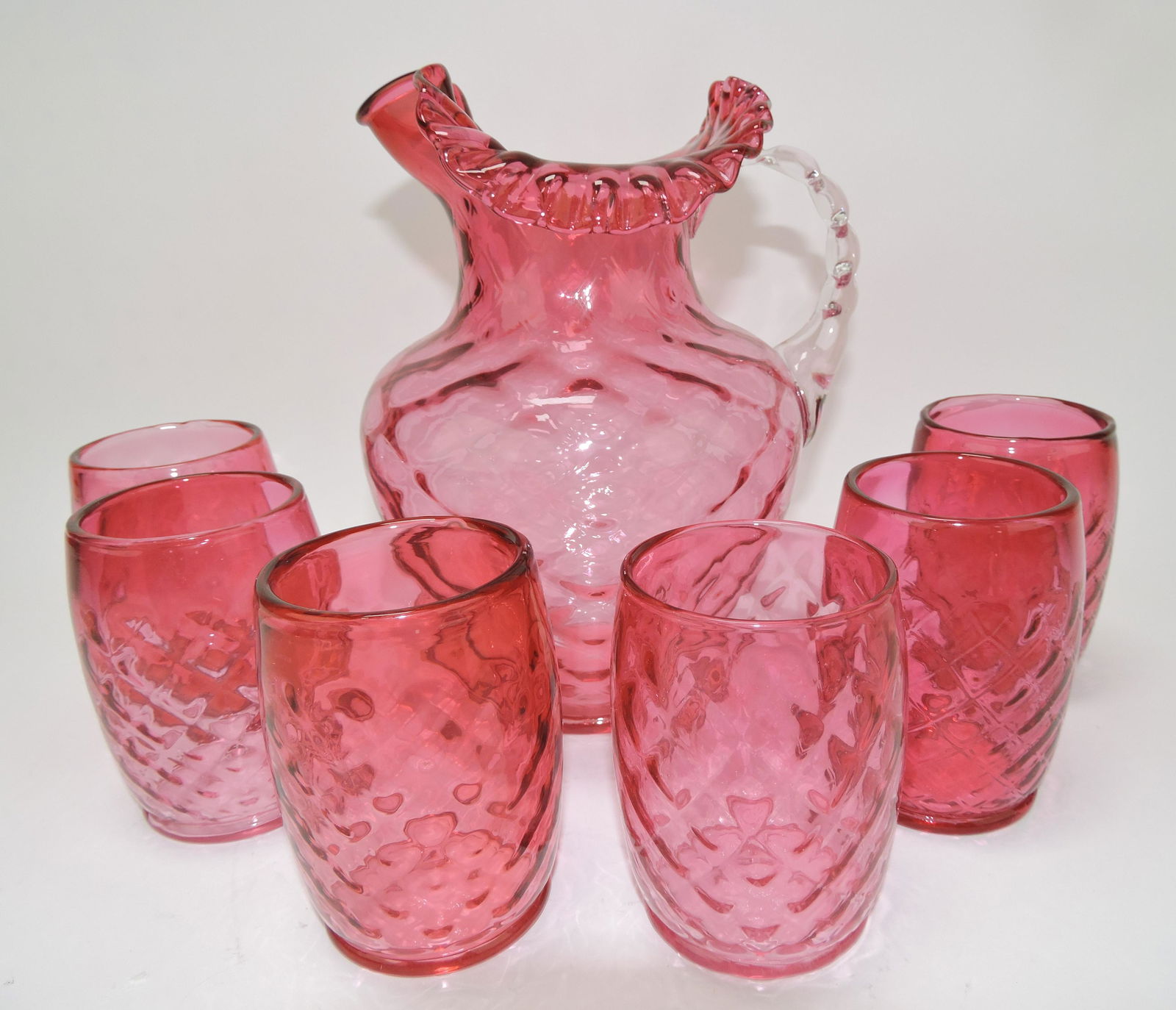 Fenton cranberry 7 piece water set (1 of 1)