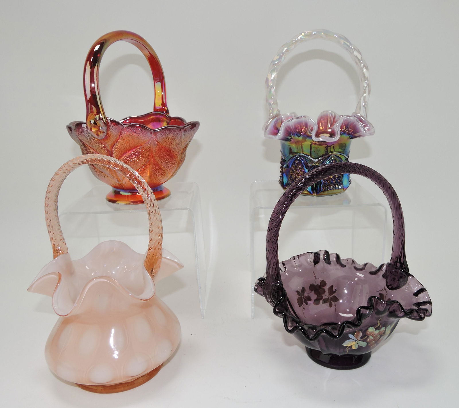 Lot of 4 glass baskets, 3 Fenton (1 of 1)