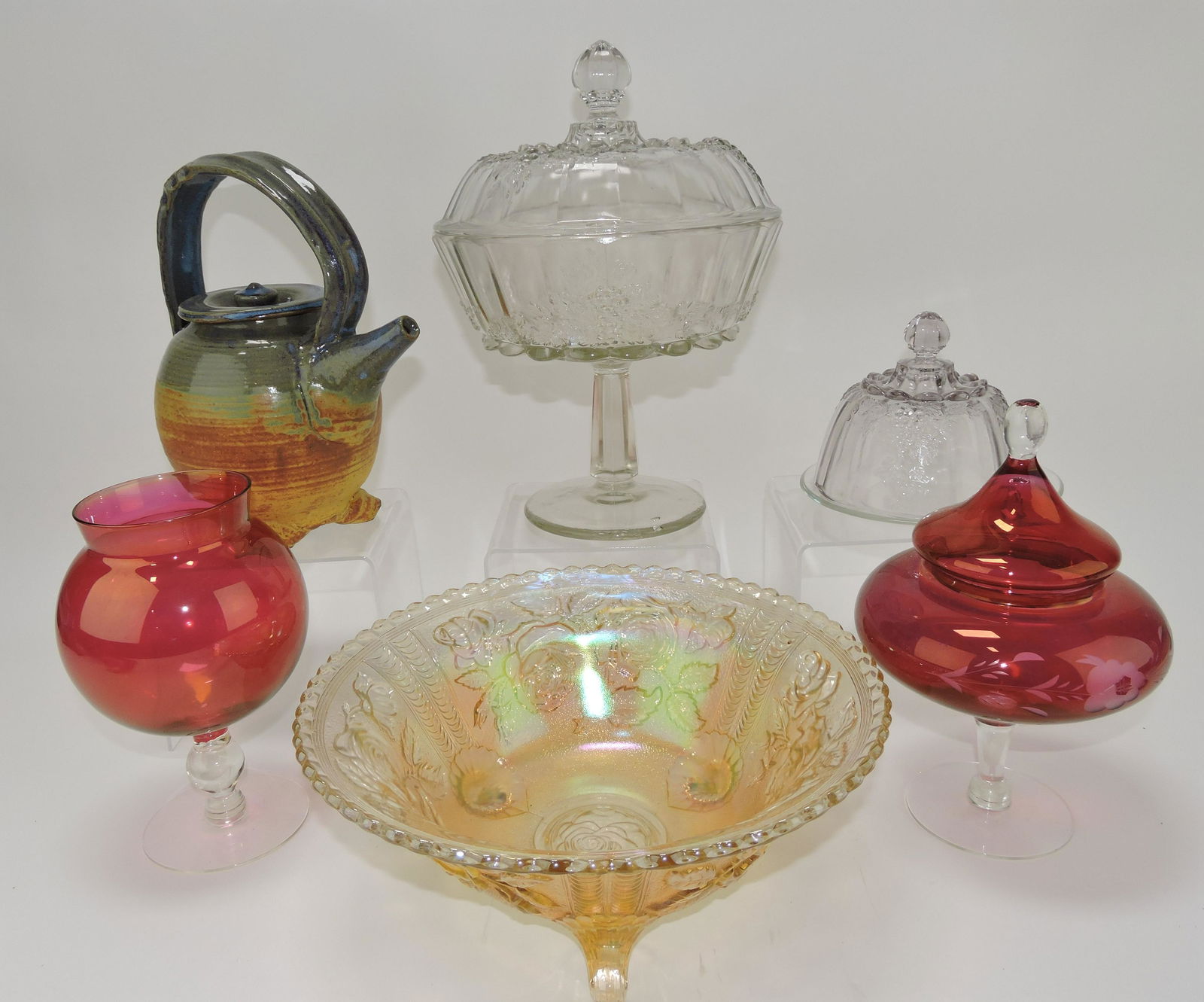 Lot of 5 assorted glass pieces and (1 of 1)