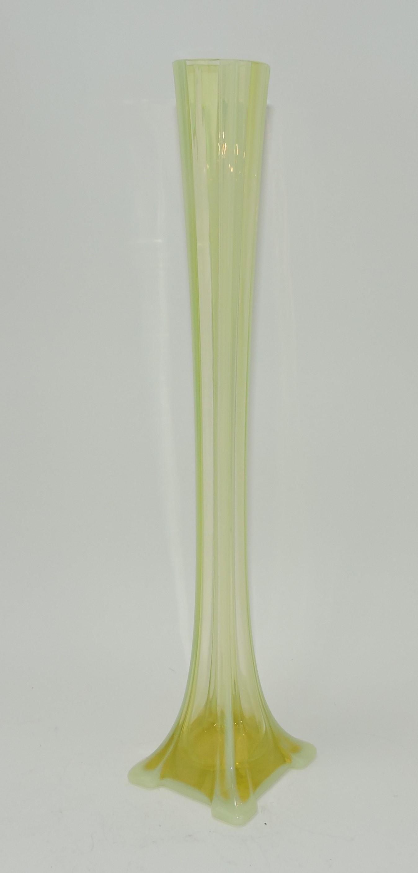 Vaseline opalescent 16" vase: .