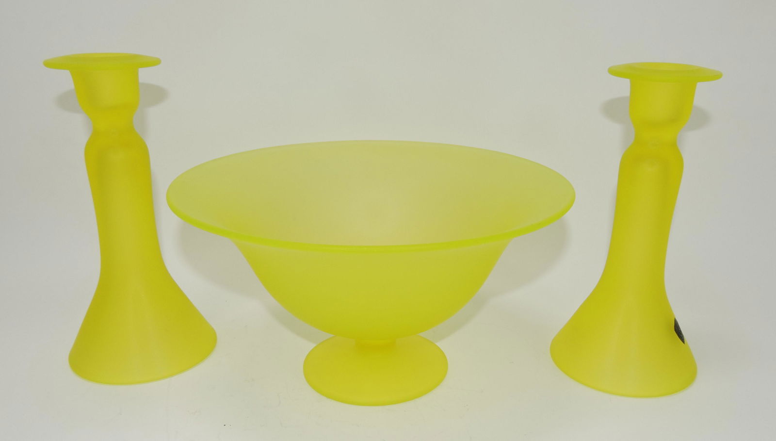 Vaseline satin glass 3 piece (1 of 1)