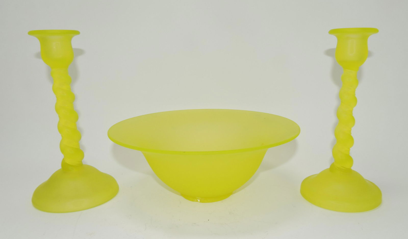 Vaseline satin glass 3 piece (1 of 1)