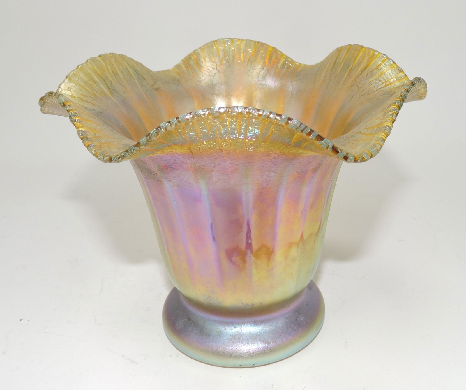 Quezal flared art glass vase, 4 1/2", (1 of 1)