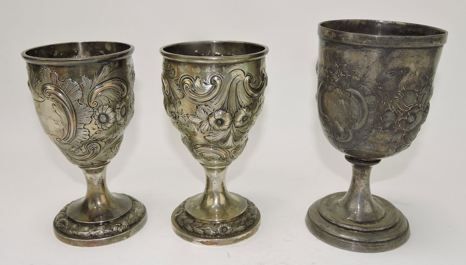 Silver lot of 3 goblets, 27.9oz+ (1 of 4)
