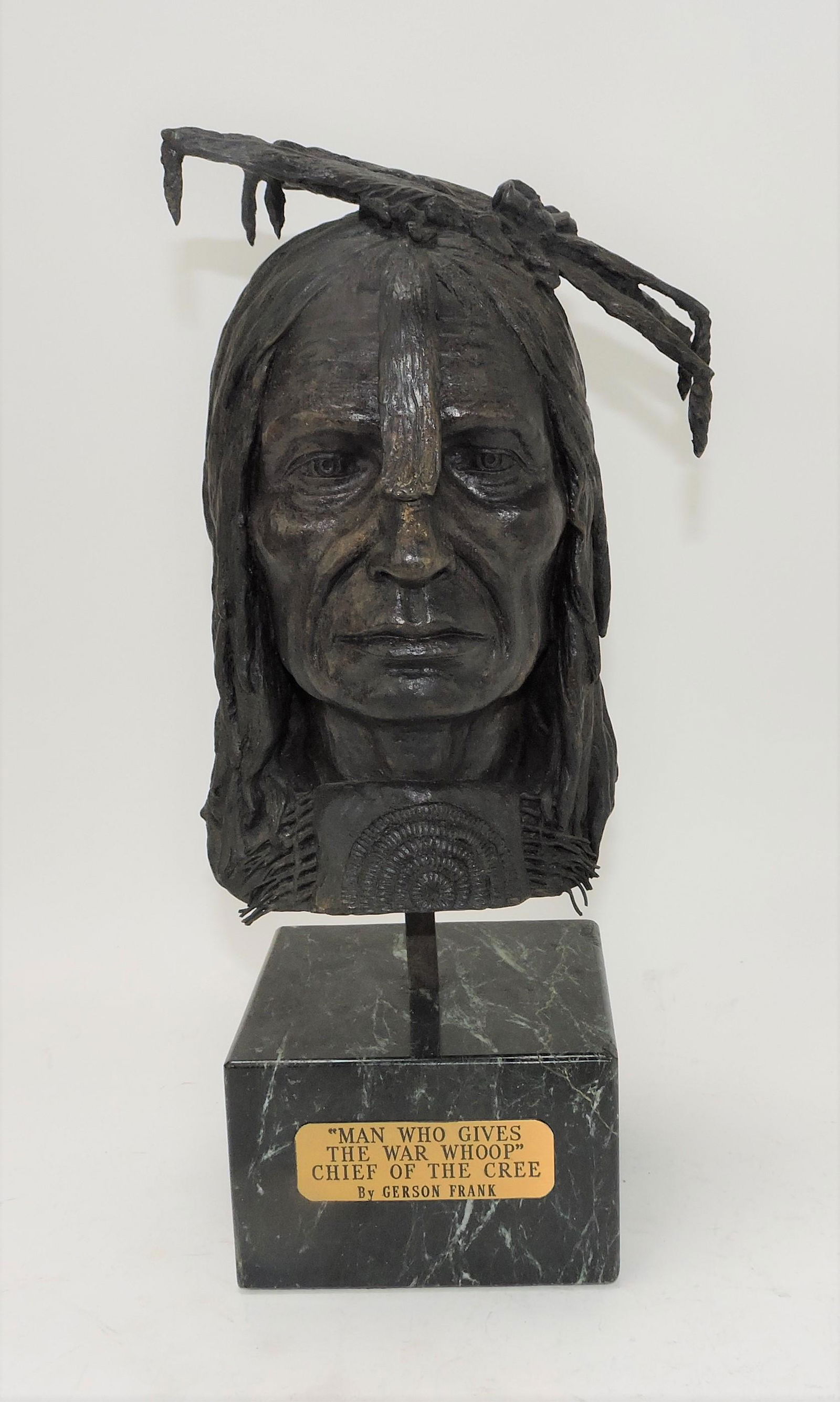 Gerson Frank bronze Indian bust, (1 of 3)