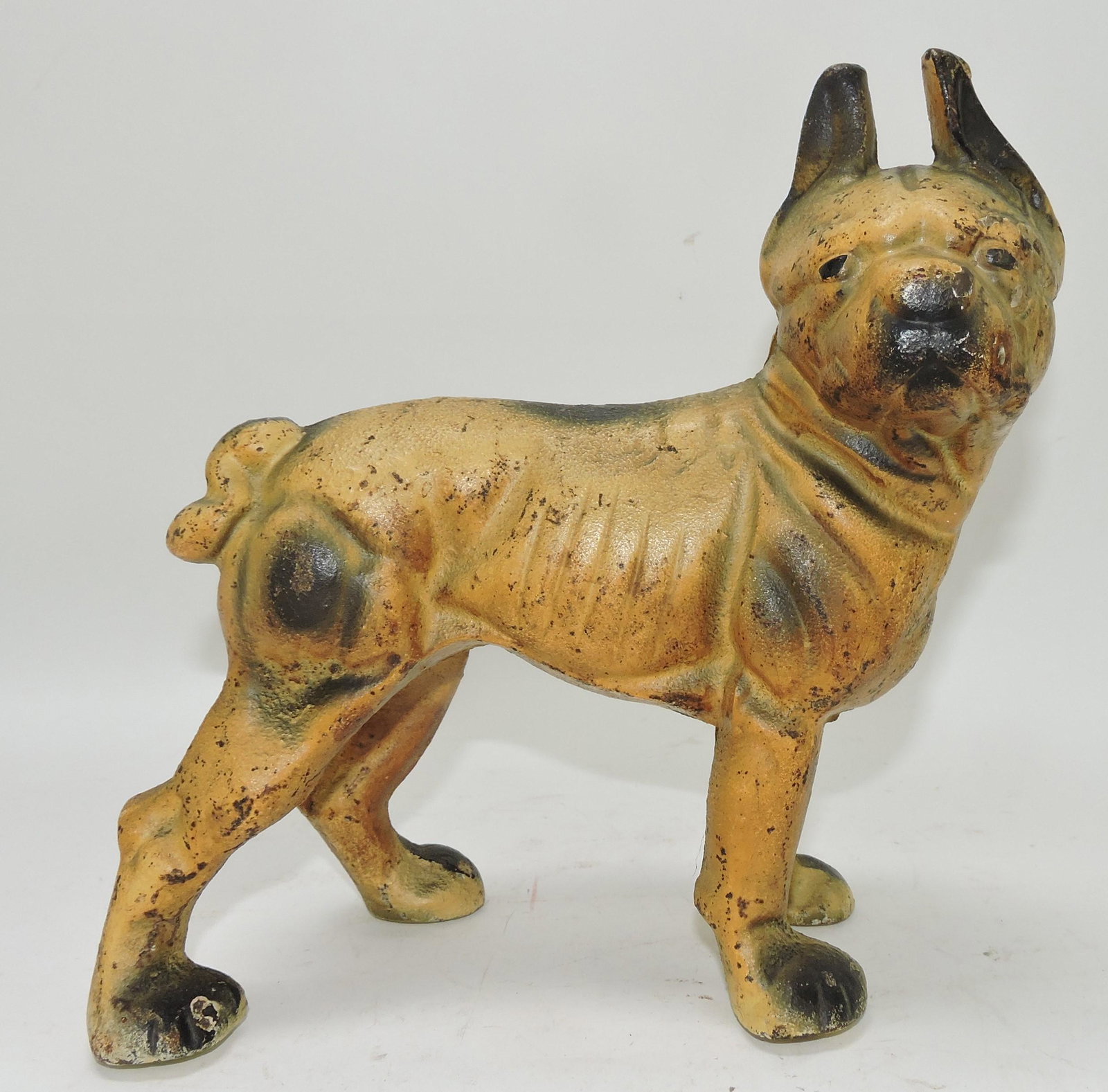 Cast iron Boston terrier doorstop,: original paint