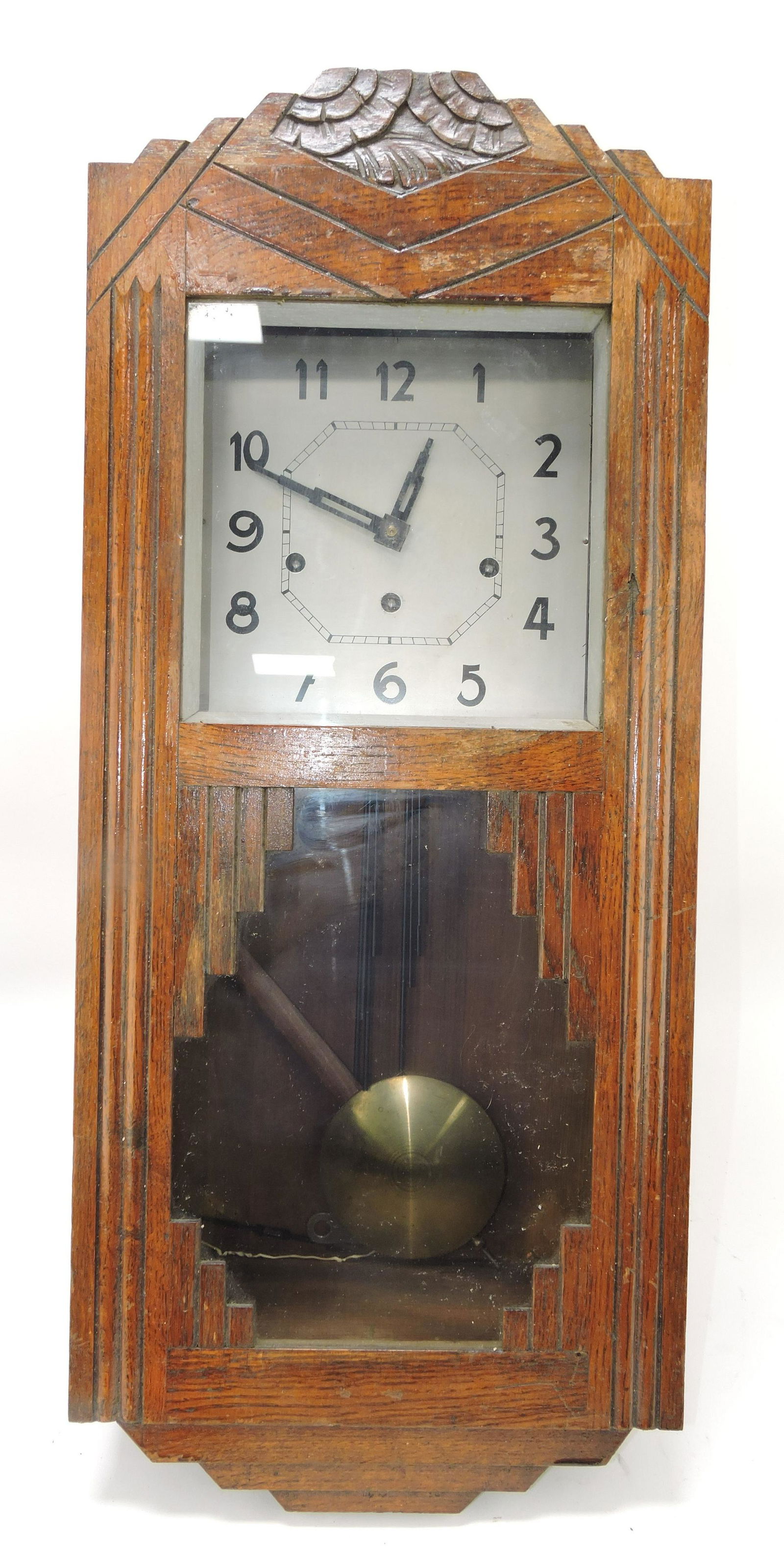 Oak wall clock, 27",  with key and (1 of 1)