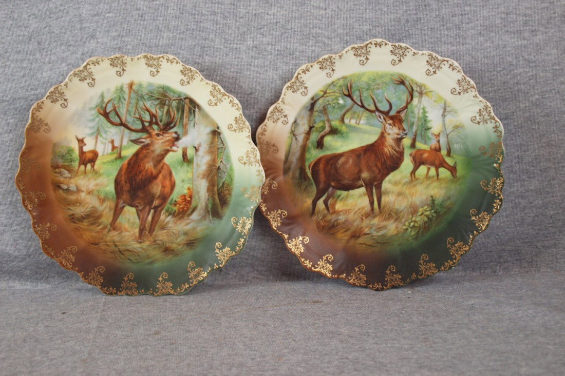Bavarian "Punch" stag plates, 2-9 1/2" : Bavarian "Punch" stag plates, 2-9 1/2"