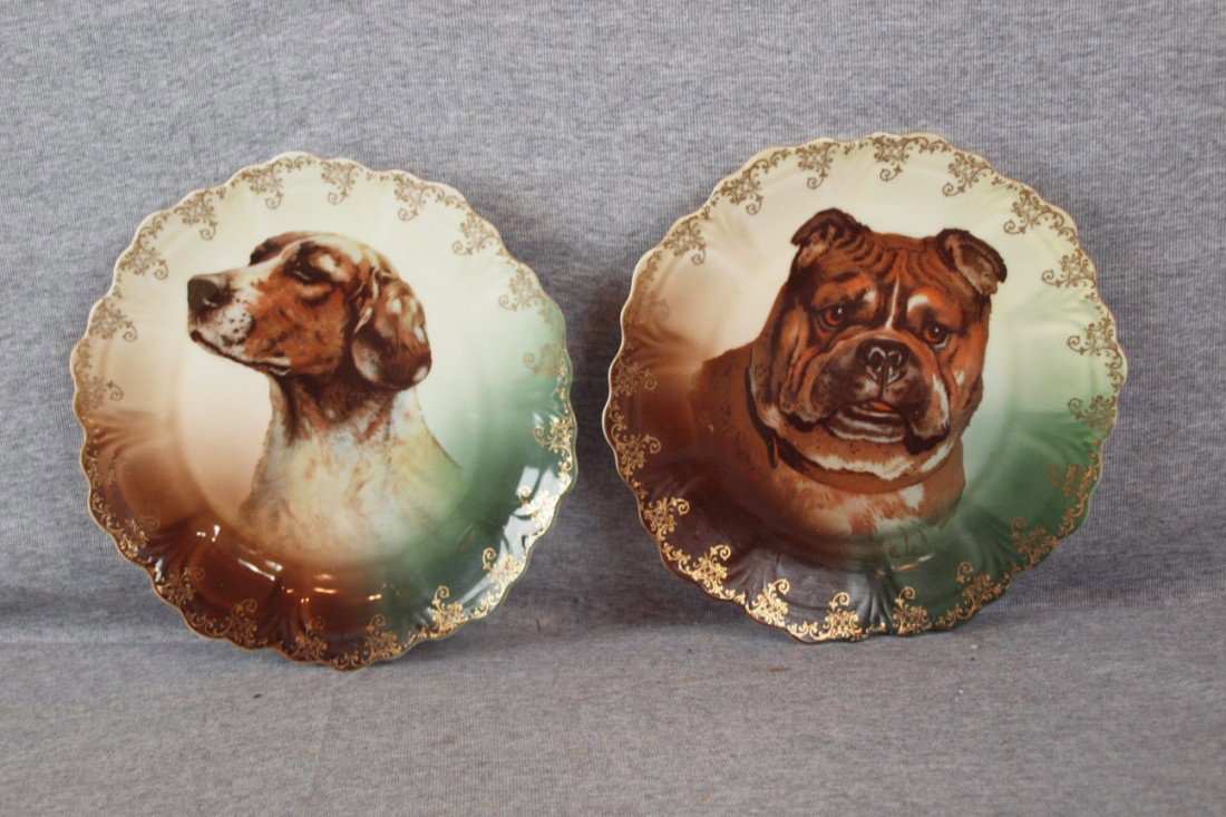 Bavarian "Punch" dog plates, 2-9 1/2" : Bavarian "Punch" dog plates, 2-9 1/2"