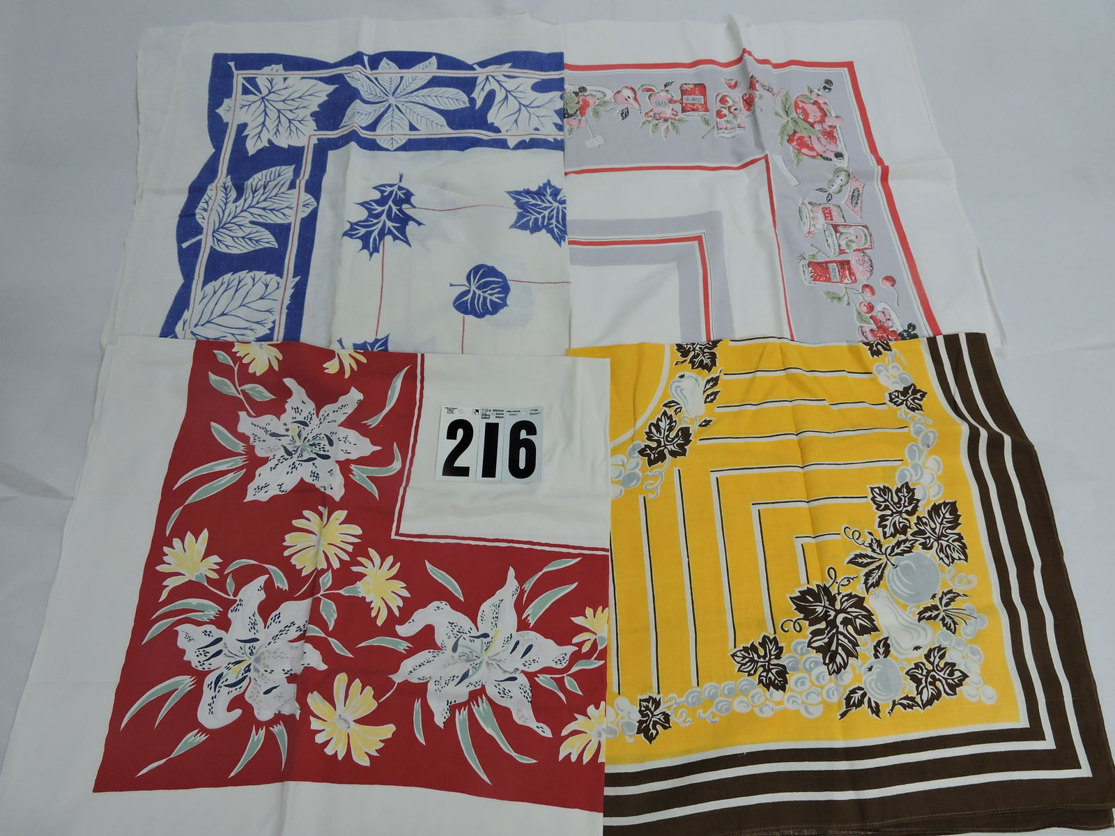Lot of 4 vintage tablecloths: .
