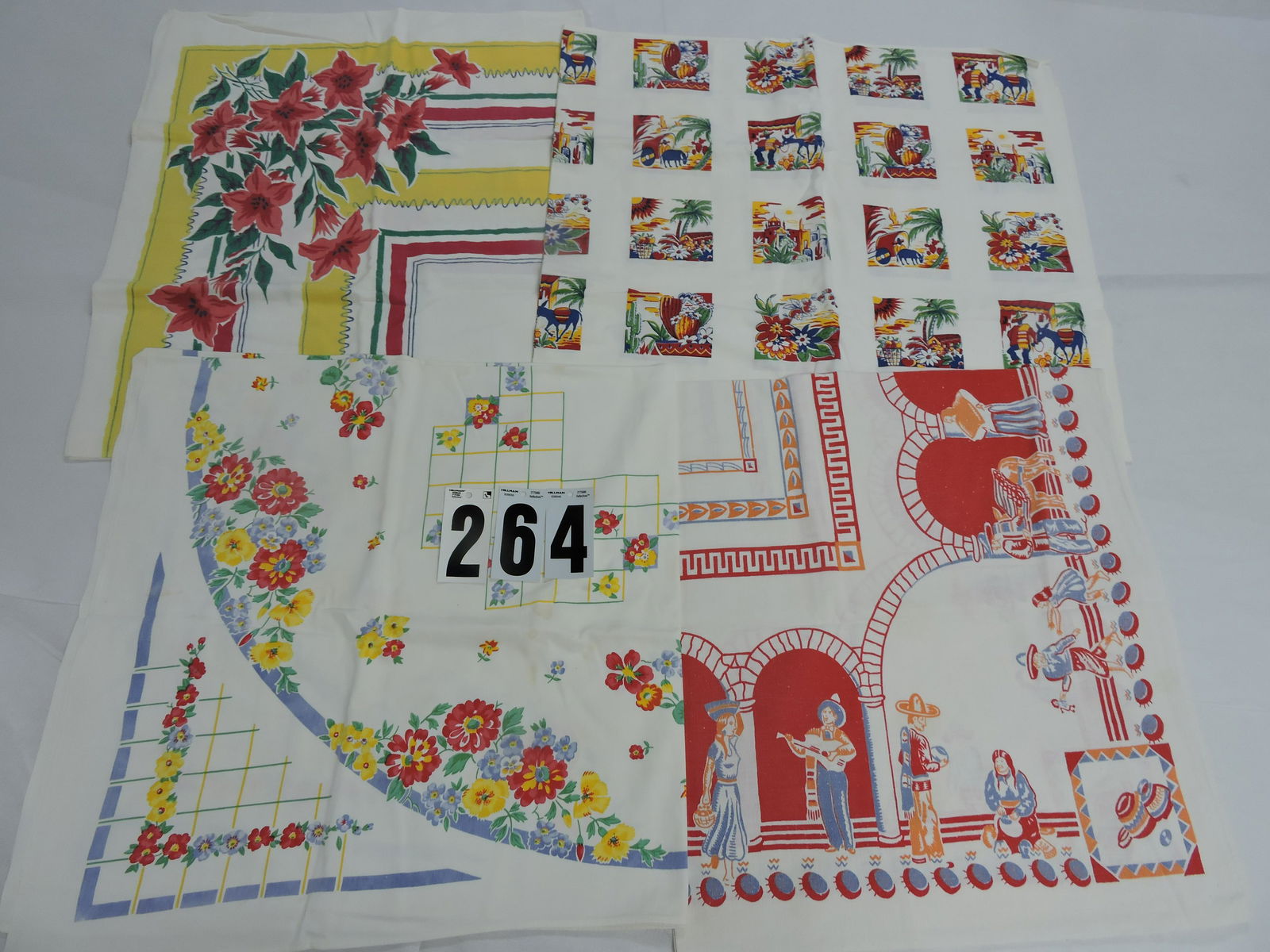 Lot of 4 vintage tablecloths: .