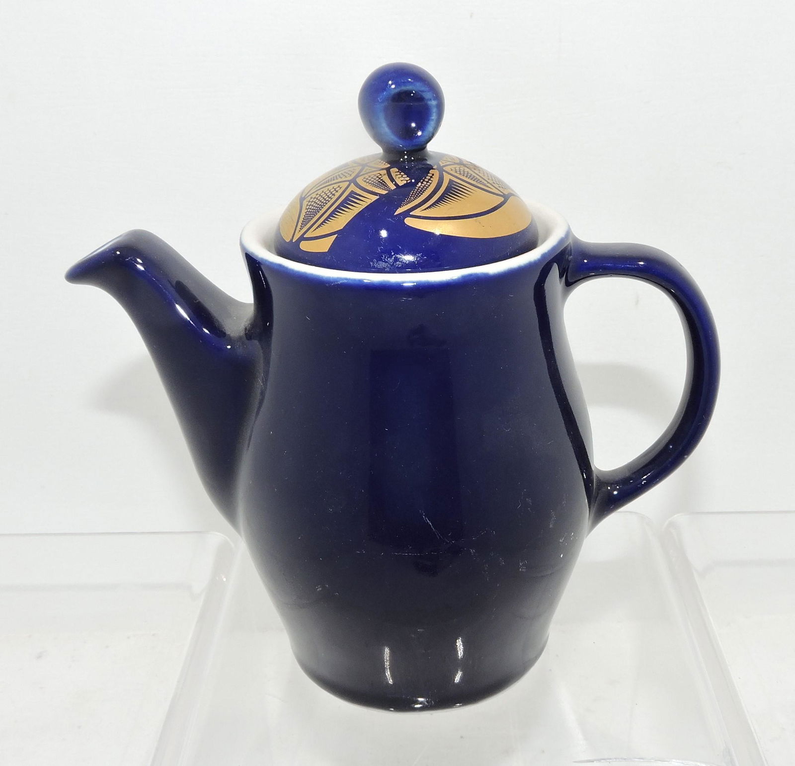 Hall China cobalt 6" teapot with gold (1 of 1)